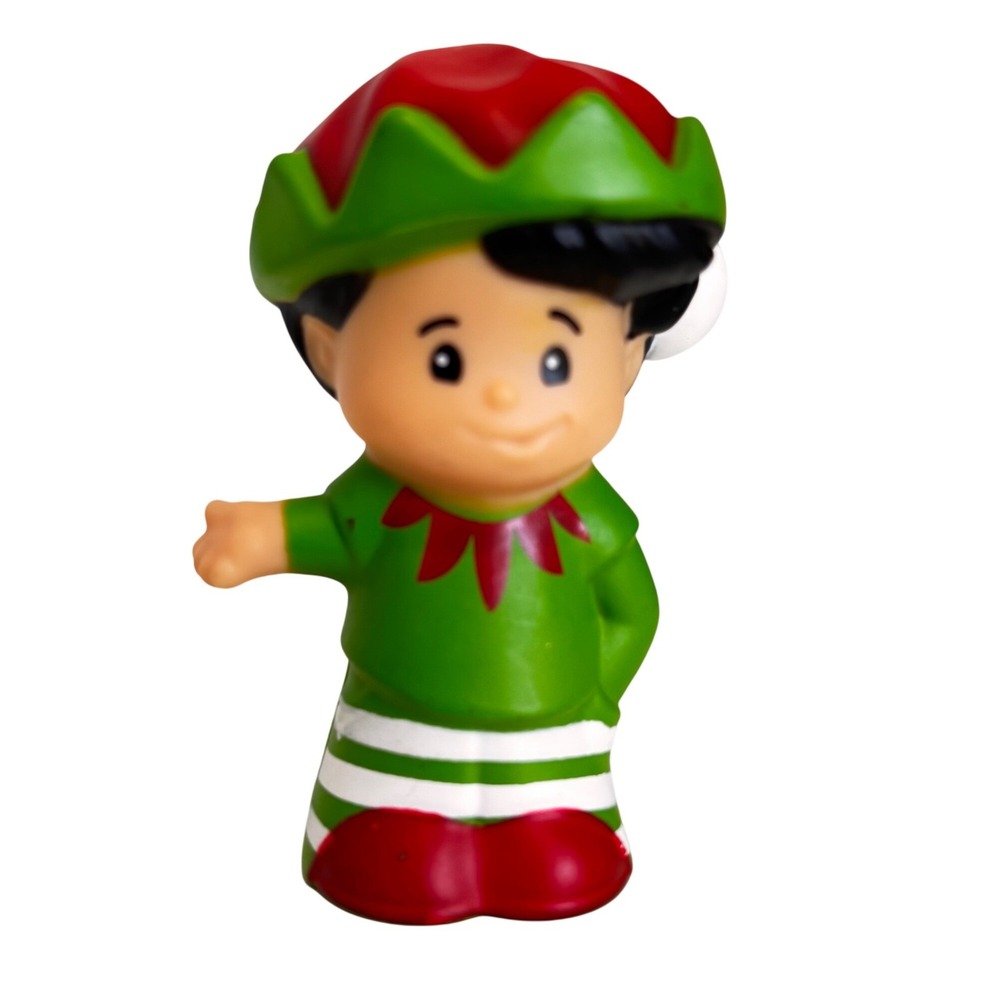 Fisher Price Little People Christmas Elf Figure Green Red Holiday Toy